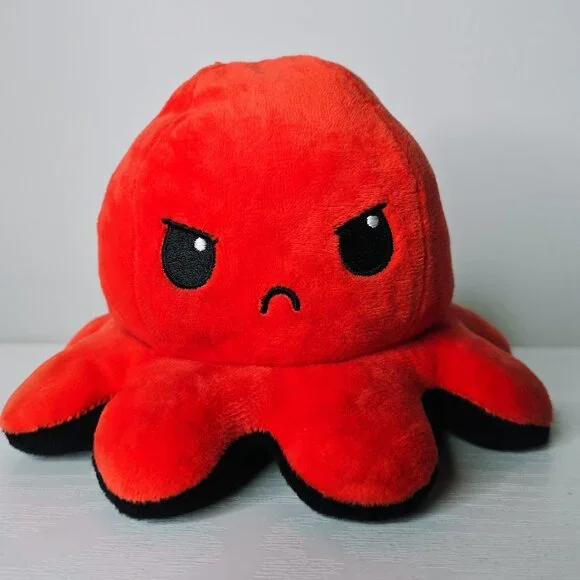 TeeTurtle - The Original Reversible Mood Octopus (Angry Red + Rage Black) - Picture 3 of 4